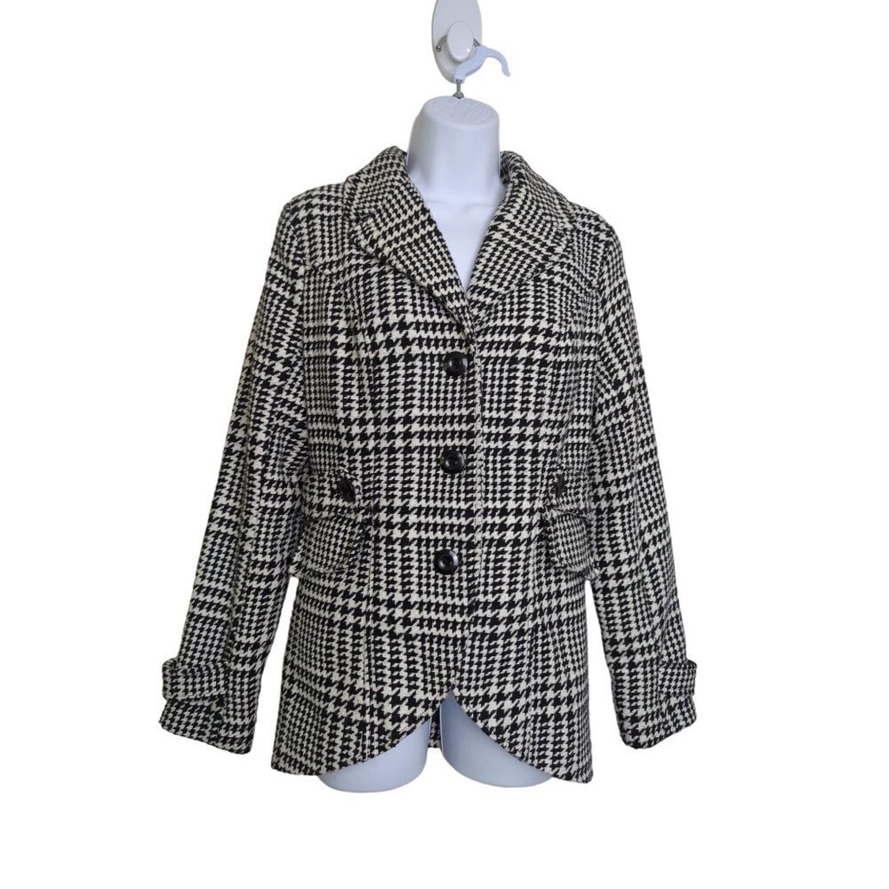 Candies Women's Black & White Houndstooth Jacket Size M